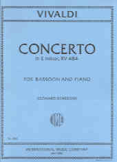 Vivaldi Concerto Emin Fiii/6 Rv484 Op45/2 Bassoon Sheet Music Songbook