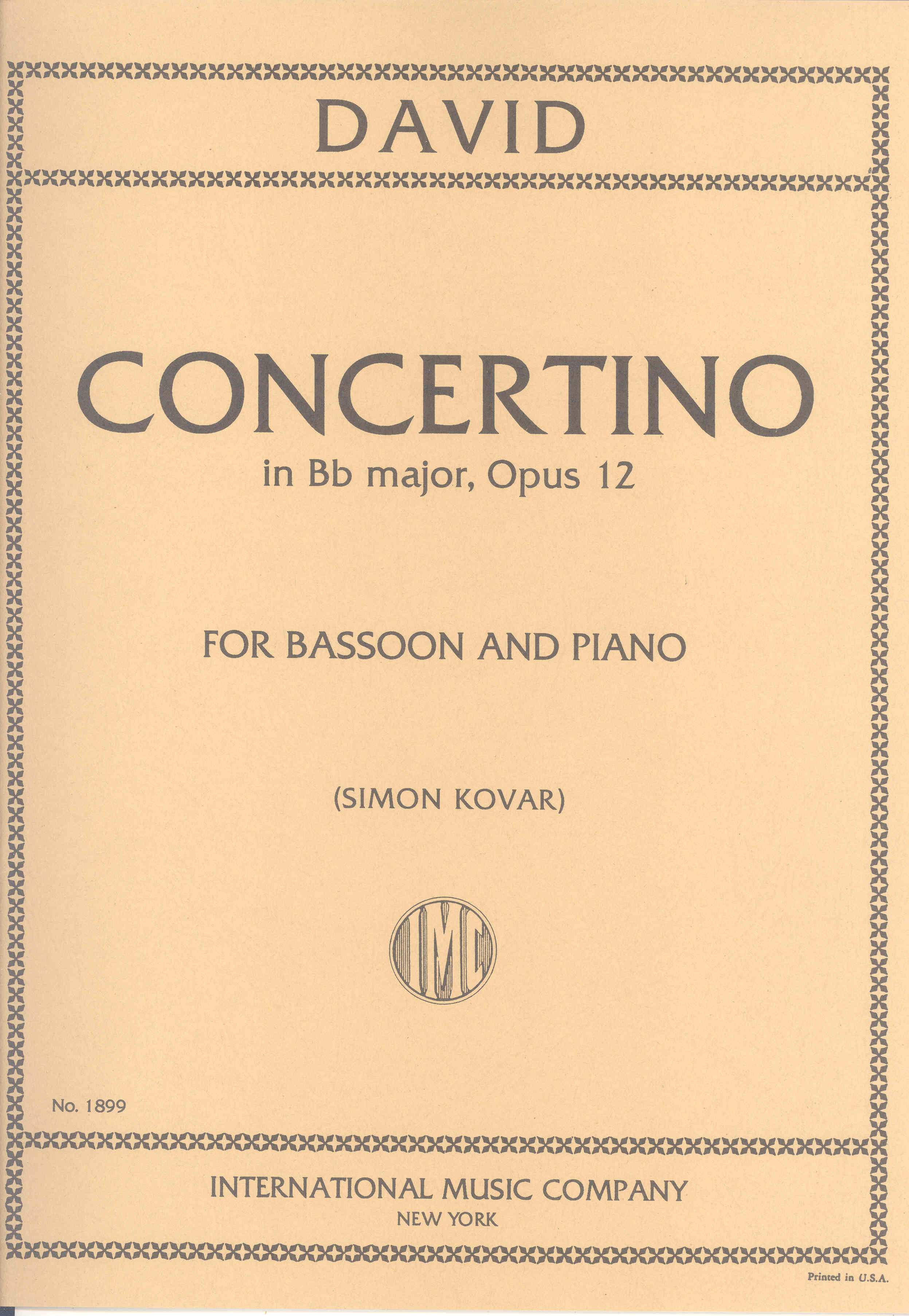 David Concertino Op12 Bassoon Sheet Music Songbook