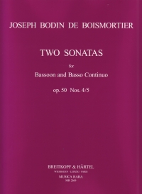 Boismortier Sonatas (2) Op50 Nos 4 & 5 Bassoon Sheet Music Songbook