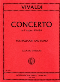 Vivaldi Concerto F Rv489 Bassoon & Piano Sheet Music Songbook
