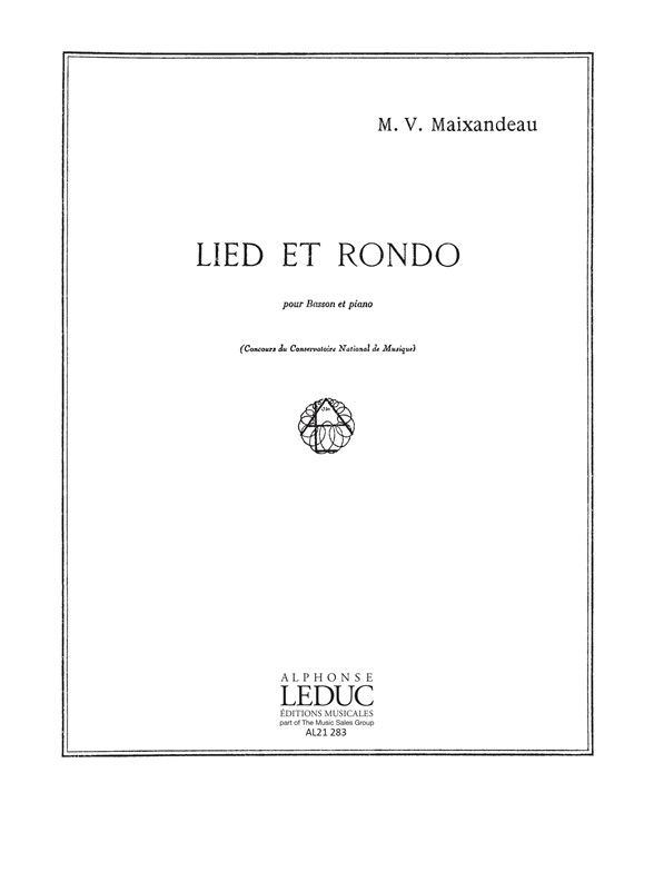 Maixandeau Lied Et Rondo Bassoon & Piano Sheet Music Songbook