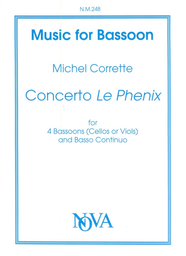 Corrette Concerto Le Phenix 4 Bassoons & Continuo Sheet Music Songbook