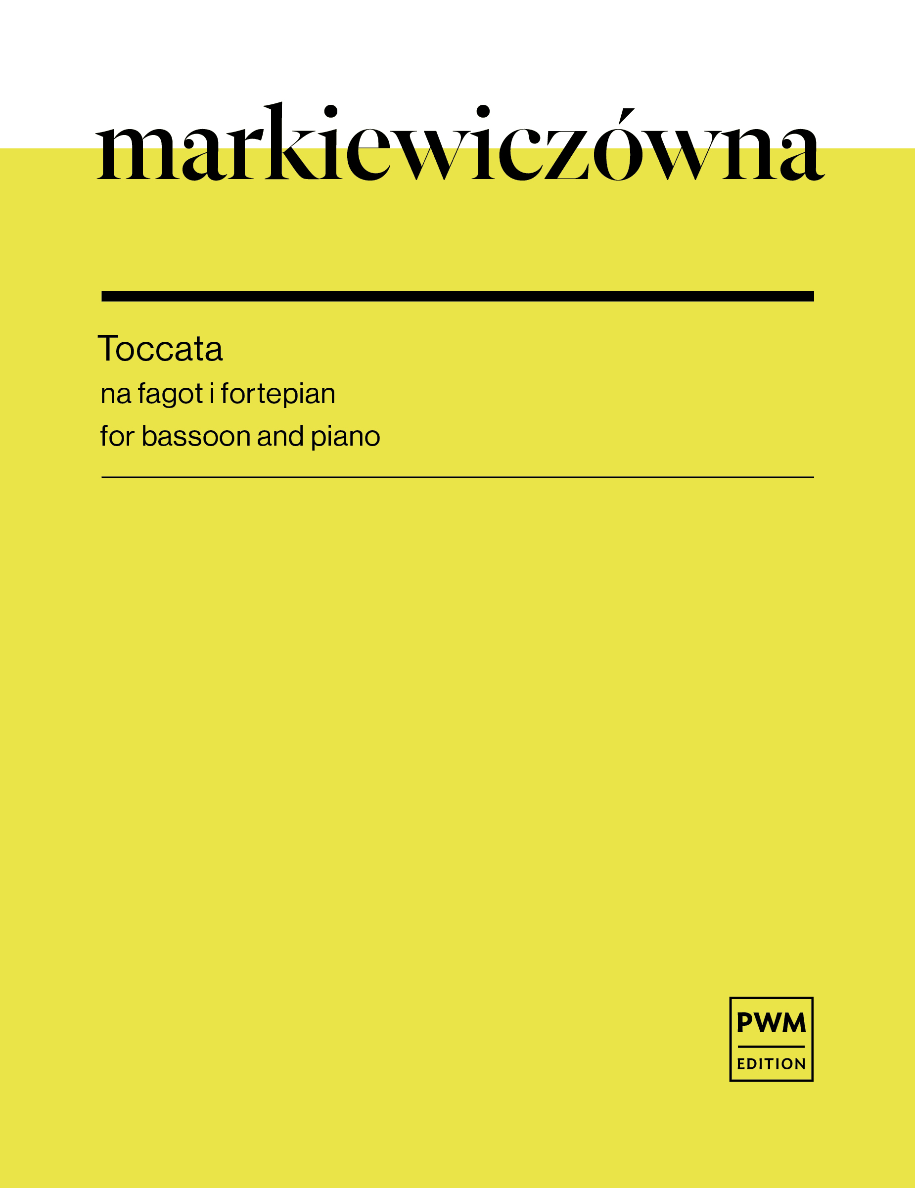 Markiewiczowna Toccata Bassoon & Piano Sheet Music Songbook