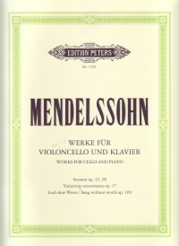 Mendelssohn Sonata Bb Op45 Cello Sheet Music Songbook