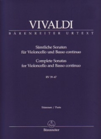 Vivaldi Complete Cello Sonatas Rv39-47 Vcl & Piano Sheet Music Songbook