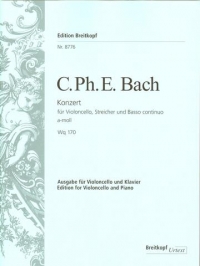 Bach Cpe Concerto Amin Cello & Piano Sheet Music Songbook