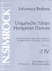 Brahms Hungarian Dances Book 4 Cello & Piano Sheet Music Songbook