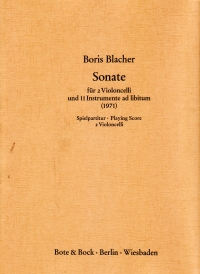 Blacher Sonata For 2 Cellos Sheet Music Songbook