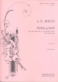 Bach Partita Gmin Cello Solo Sheet Music Songbook