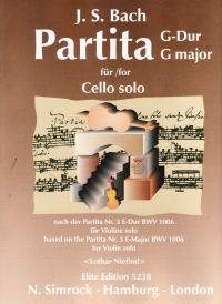 Bach Partita 3 Gmaj Bwv1006 Cello Solo Sheet Music Songbook