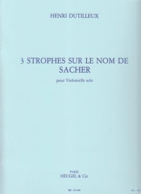 Dutilleux 3 Strophes Sur Le Nom De Sacher Cello Sheet Music Songbook