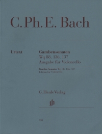 Bach Cpe Gamba Sonatas Wq 88, 136, 137 Cello Ed Sheet Music Songbook