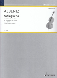 Albeniz Malaguena Op165/3 Cello & Piano Sheet Music Songbook