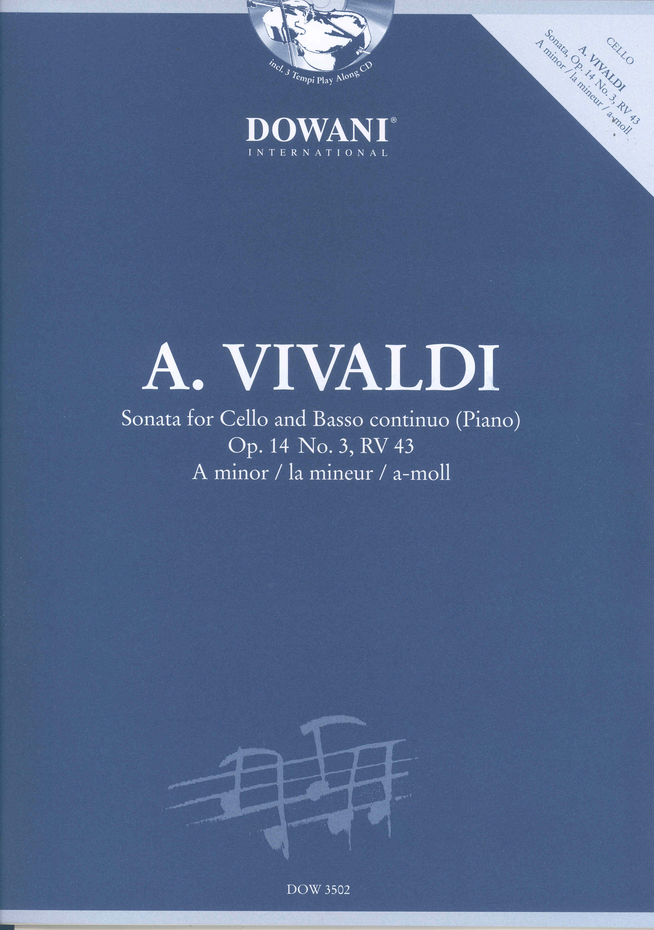 Vivaldi Sonata For Cello & Bc Op14 No3 Rv43 +cd Sheet Music Songbook