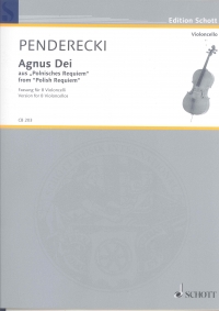Penderecki Agnus Dei 8 Cellos Score & Parts Sheet Music Songbook