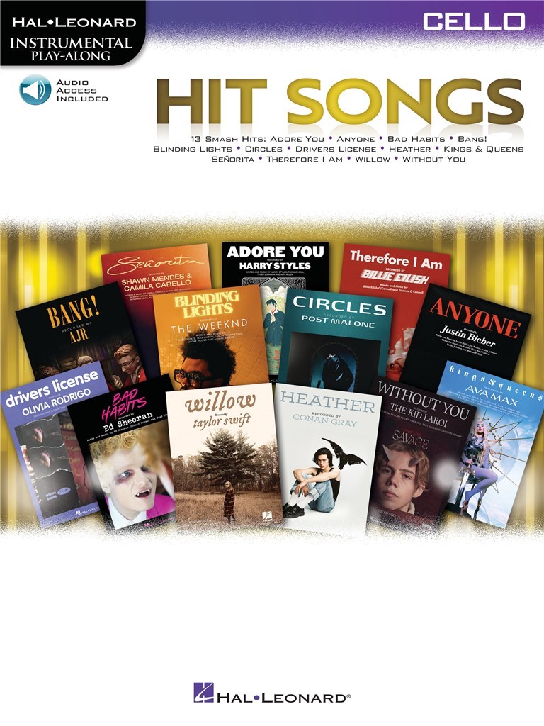 Hit Songs Instrumental Play Along Cello + Online Sheet Music Songbook