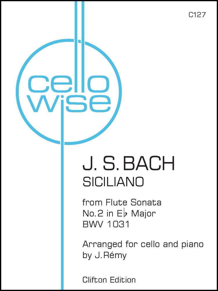Bach Siciliano Flute Sonata No2 Cello & Piano Sheet Music Songbook