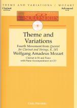 Mozart Theme & Variations Clarinet & Piano Cd Sheet Music Songbook