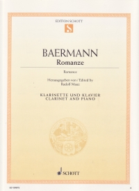 Baermann Romance Clarinet & Piano Sheet Music Songbook