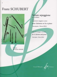 Schubert Sonate Arpeggione D821 Clarinet & Piano Sheet Music Songbook