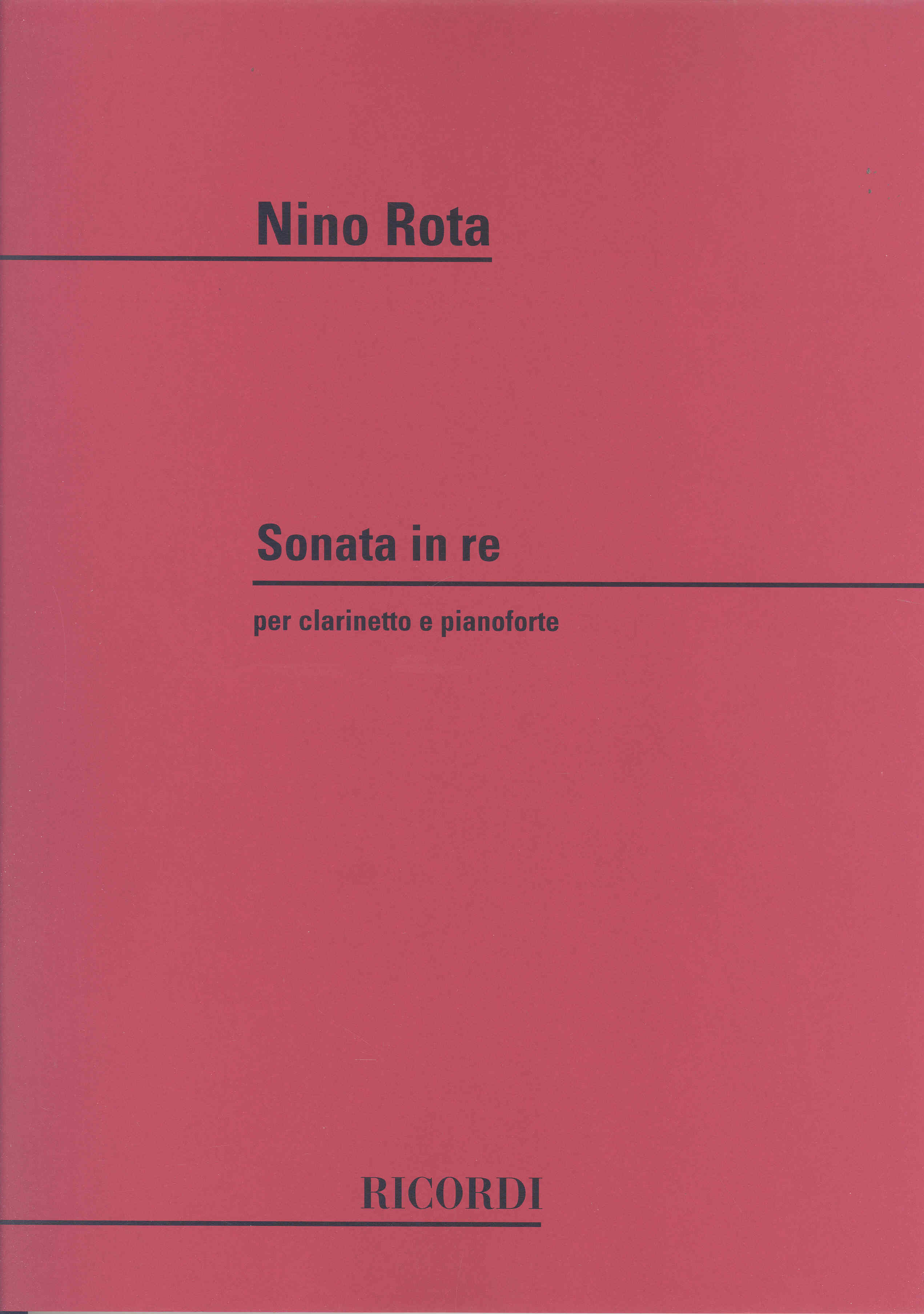 Rota Sonata In Re Clarinet & Piano Sheet Music Songbook