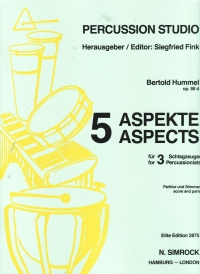 Hummel 5 Aspects Op. 88d 3 Percussion Sheet Music Songbook