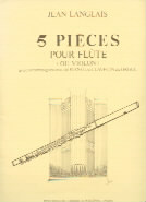 Langlais Five Pieces For Flute Or Violin Sheet Music Songbook