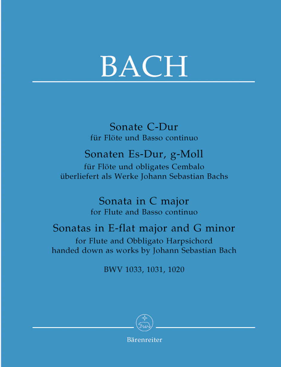 Bach Sonatas (3) Bwv1033 1031 1020 Durr Flute Sheet Music Songbook