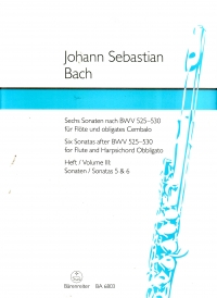 Bach Sonatas (6) Vol 3 Nos 5-6 Bwv525-530 Kirchne Sheet Music Songbook