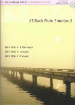 Bach Sonatas 3 Edmund-davies Flute & Piano Bk & Cd Sheet Music Songbook