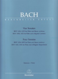 Bach Sonatas (4) Bwv1034, 1035, 1030, 1032 Flute Sheet Music Songbook