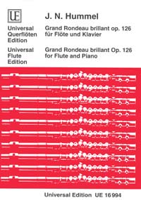 Hummel Grand Rondeau Brillant Op126 Flute & Piano Sheet Music Songbook