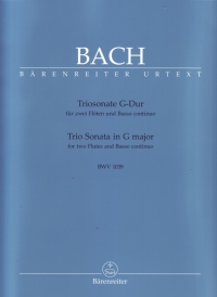 Bach Trio Sonata In G (bwv 1039) (urtext) Flutes Sheet Music Songbook