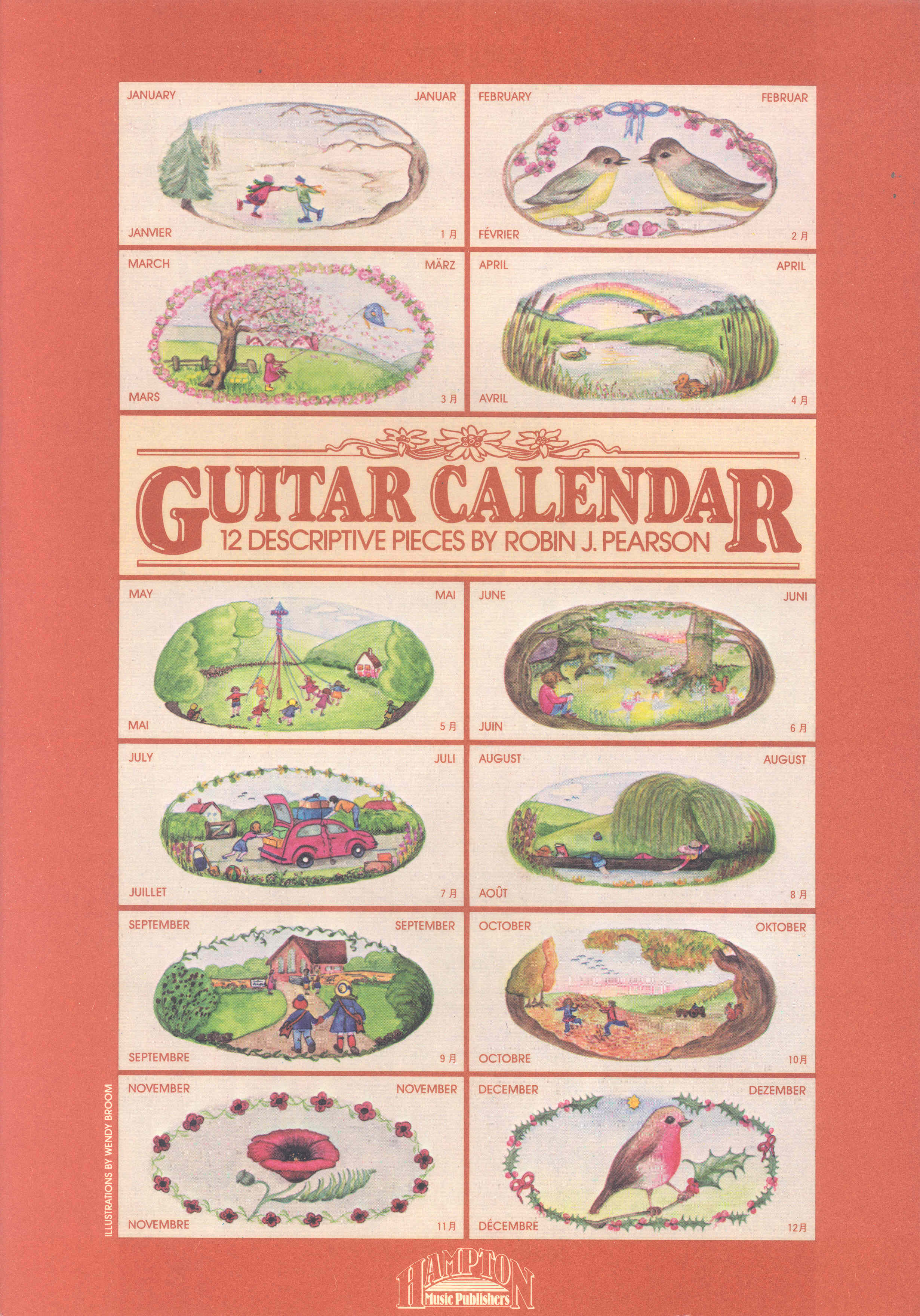 Pearson Guitar Calendar 12 Descriptive Pieces Sheet Music Songbook