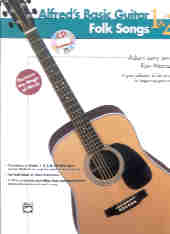 Alfred Basic Guitar Folk Songs 1 & 2 Book & Cd Sheet Music Songbook