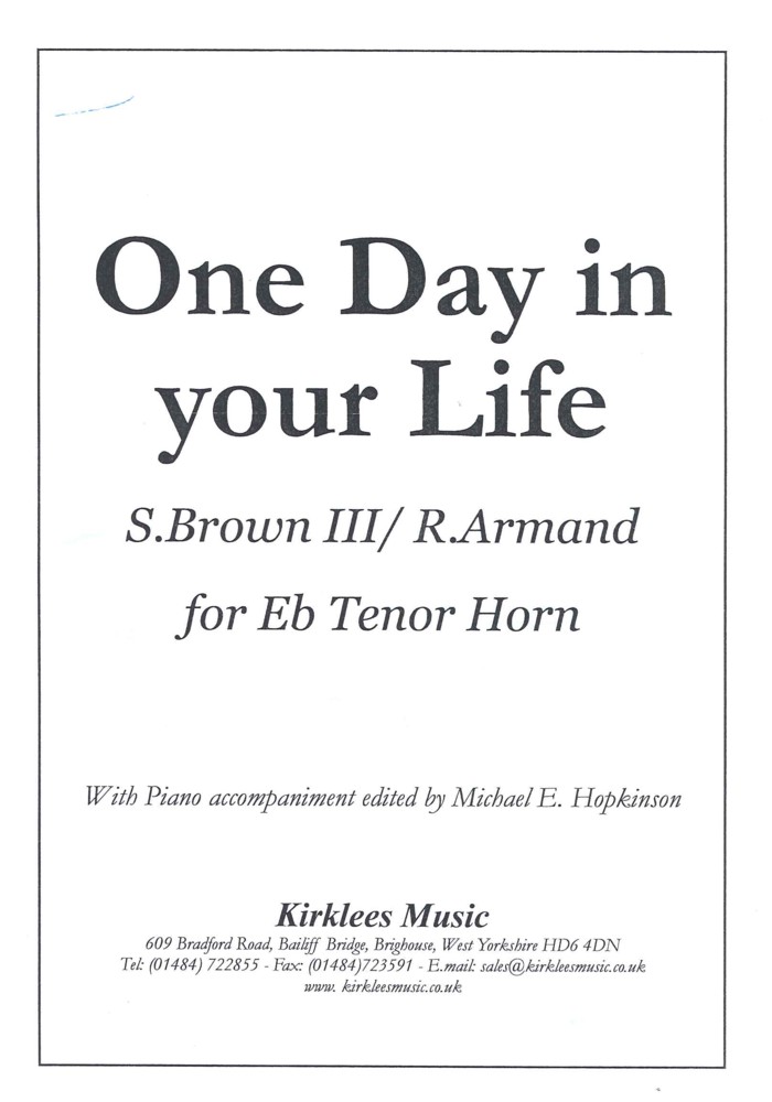 One Day In Your Life Barry Tenor Horn/piano Sheet Music Songbook