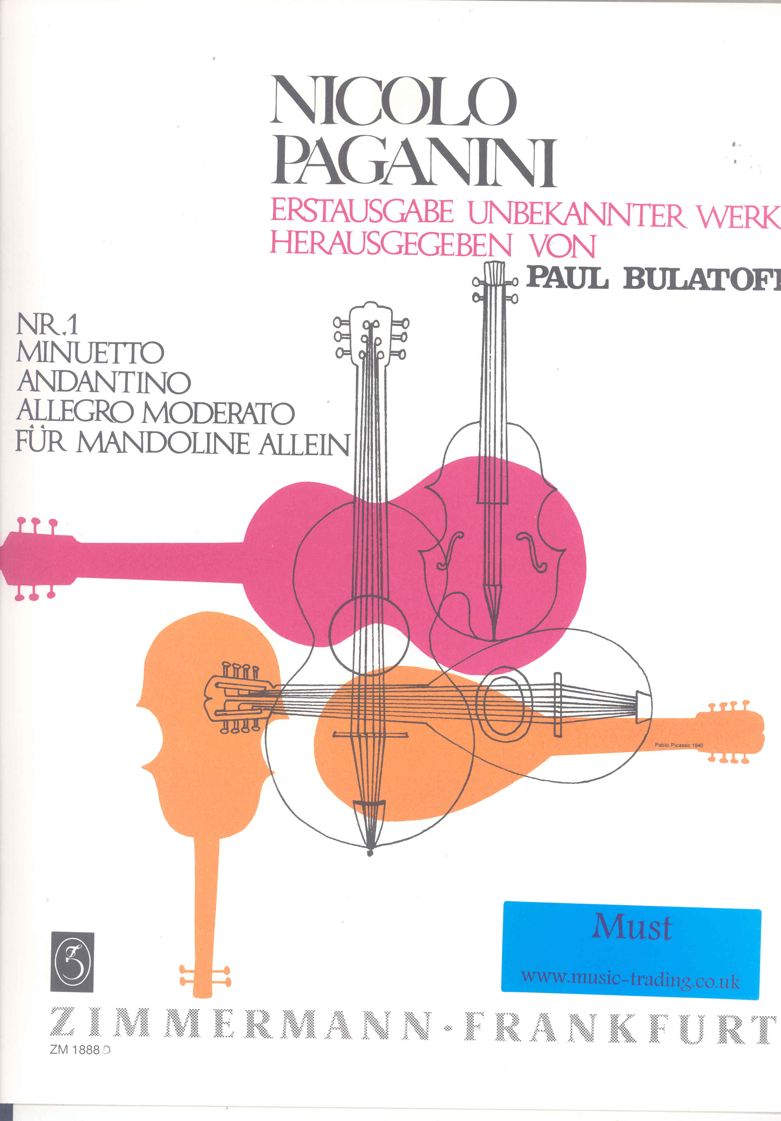 Paganini Musik For Mandoline I Sheet Music Songbook