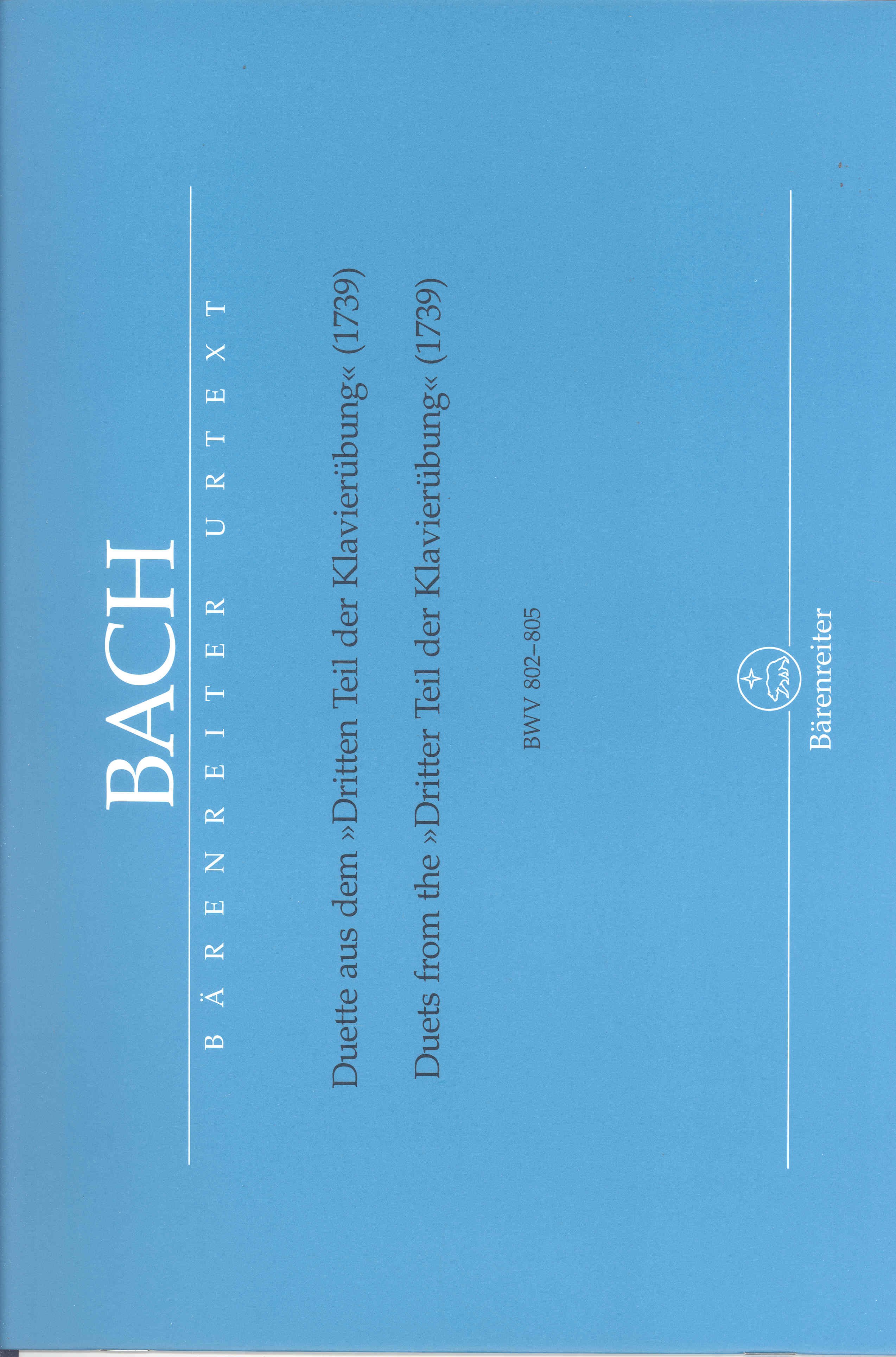Bach Klavieruebung Duets (bwv 802-805) Sheet Music Songbook