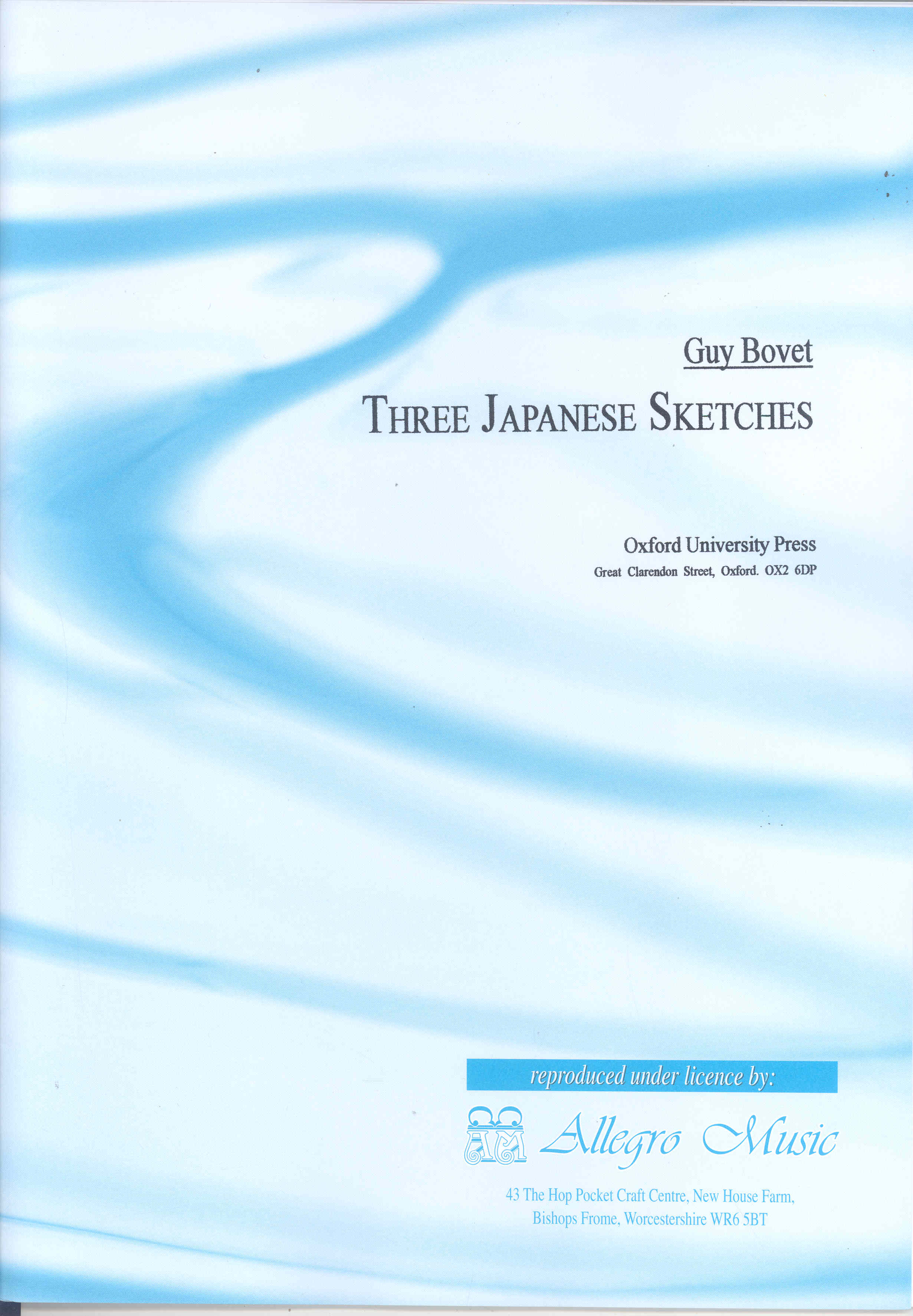 Bovet Three Japanese Sketches Organ Sheet Music Songbook