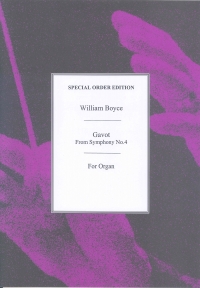Boyce Gavotte From Symphony No 4 Organ Sheet Music Songbook