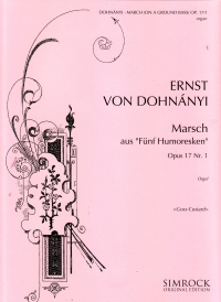 Dohnanyi March On A Ground Bass Op17/1 Organ Sheet Music Songbook