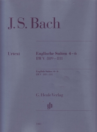 Bach English Suites 4-6 Piano Without Fingering Sheet Music Songbook