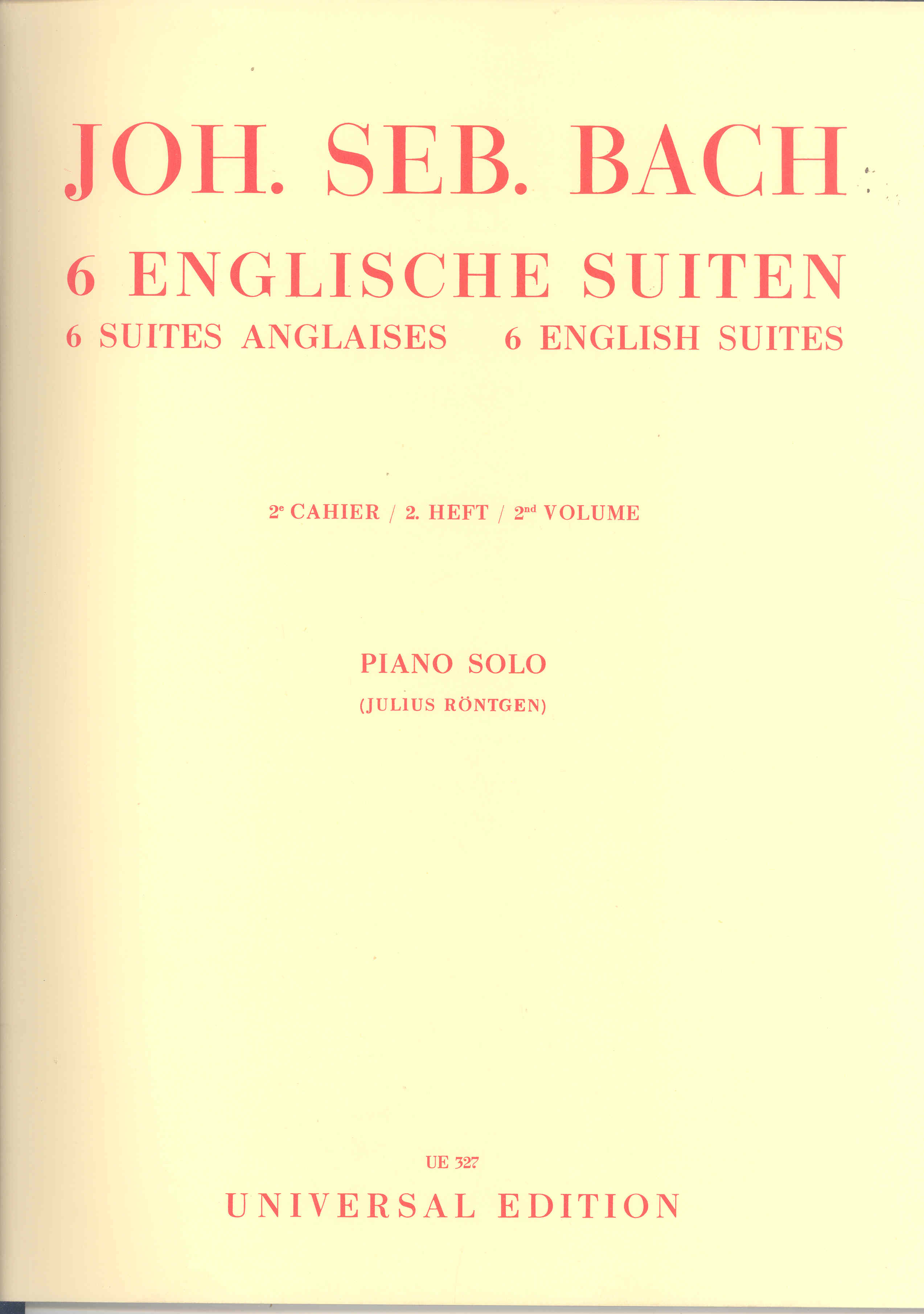 Bach English Suites Vol 2 No 4-6 Bwv 806-811 Piano Sheet Music Songbook