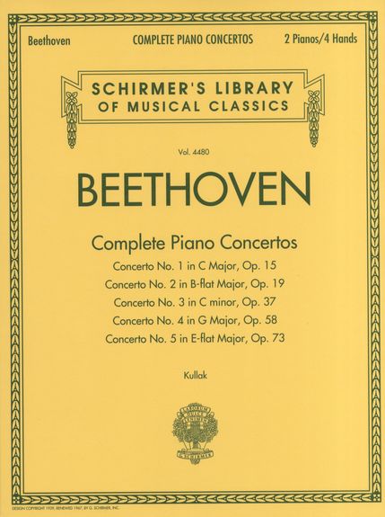 Beethoven Complete Piano Concertos 2pf-4hnds Sheet Music Songbook