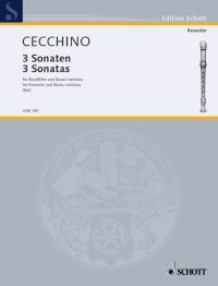 Cecchino Three Sonatas For Recorder Sheet Music Songbook