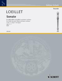 Loeillet Sonata Op3 No 1 C Treble Recorder Sheet Music Songbook