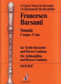 Barsanti Sonata Fmaj Treble Recorder Sheet Music Songbook