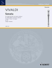 Vivaldi Sonata F Rv 52 Treble Recorder & Cont Sheet Music Songbook