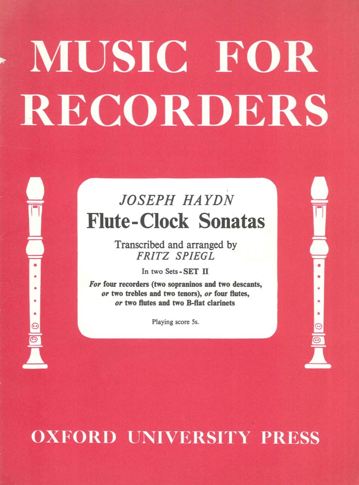 Haydn Flute Clock Sonatas Set 2 Spiegl Recorders Sheet Music Songbook