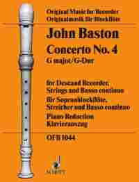 Baston Concerto No 4 G Descant Recorder Sheet Music Songbook
